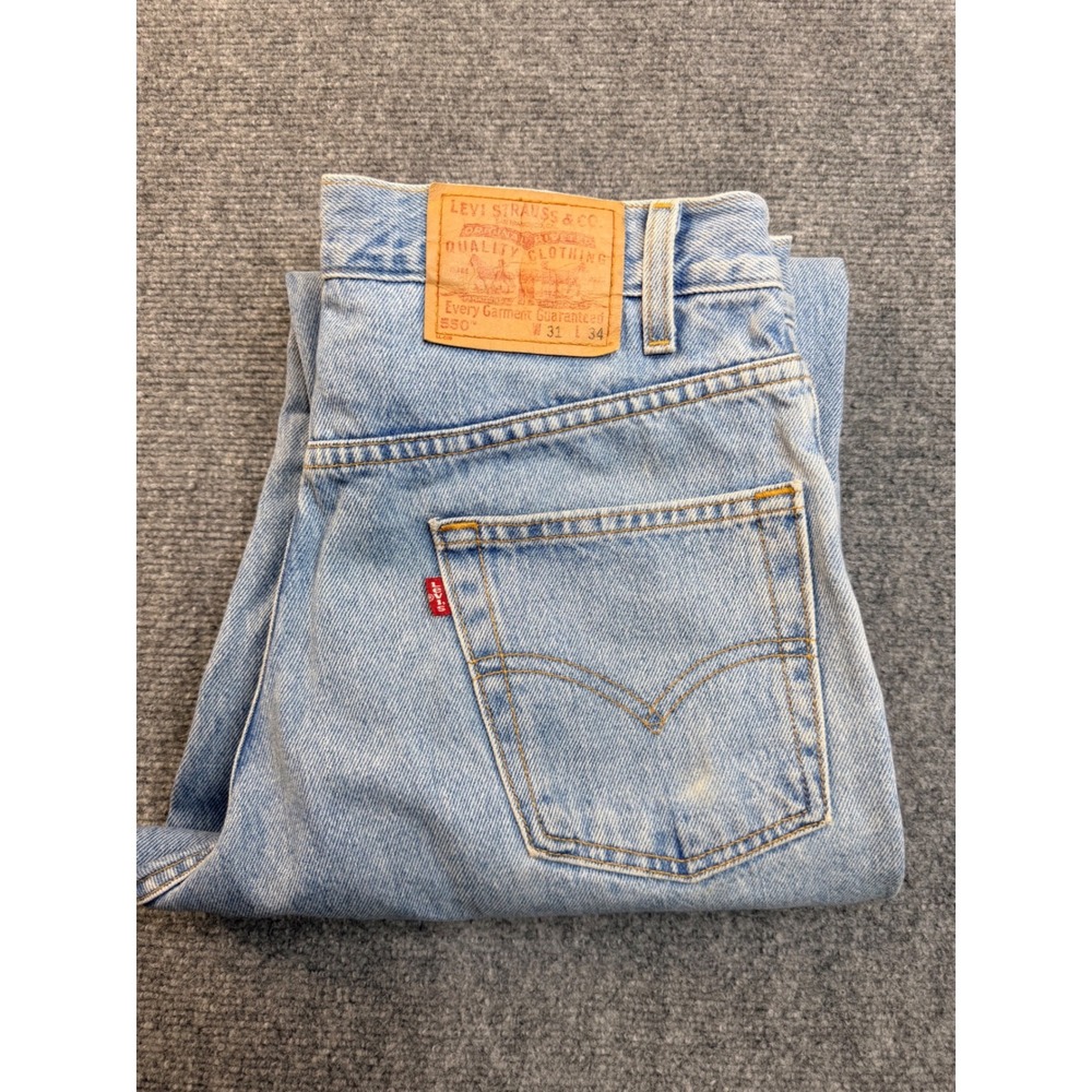 Vintage Levis 550 Relaxed Fit Jeans Mens 31x34 Light Wash Denim 90s Workwear 550